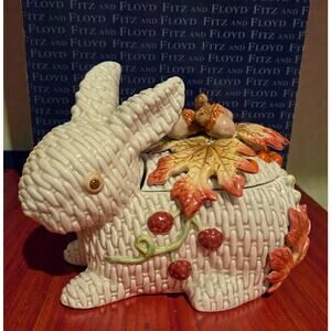 Fitz and Floyd Essentials Autumn Fields Collection Bunny Box with Lid RARE IOB
